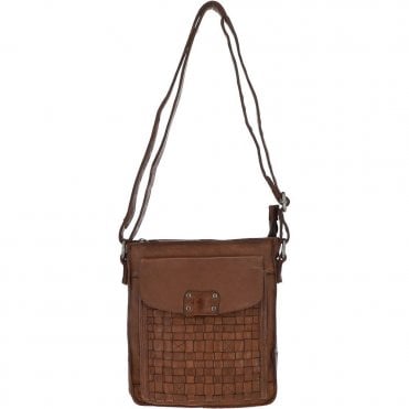 Vintage Woven Classic Leather Crossbody Bag Taupe : D-76