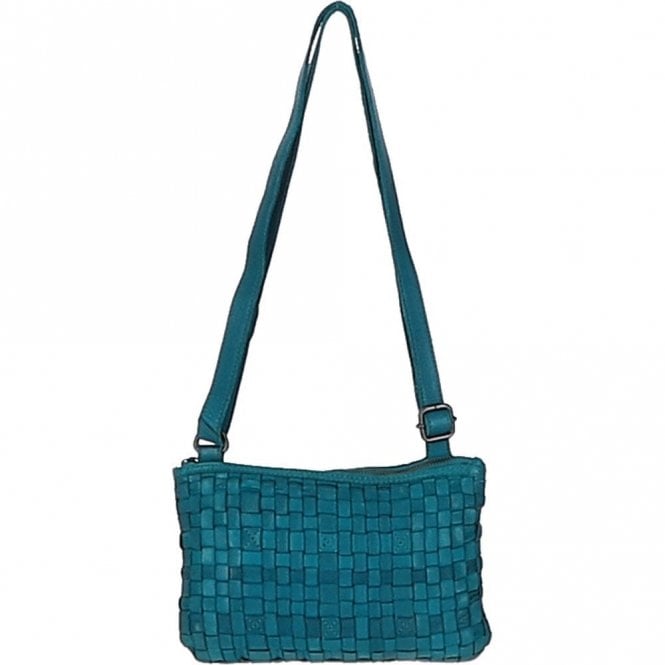 Ashwood Vintage Woven Classic Leather Crossbody Bag Turquise: D-70