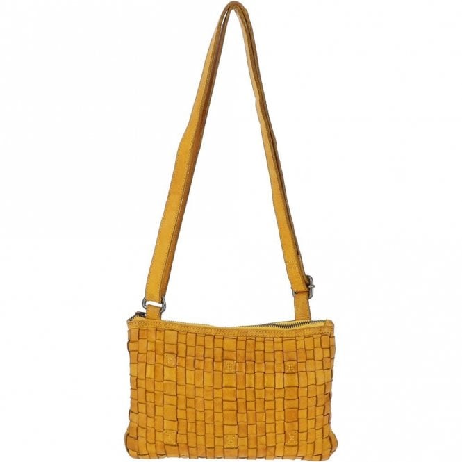 Ashwood Vintage Woven Classic Leather Crossbody Bag Yellow: D-70