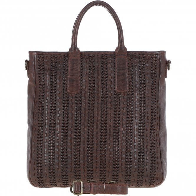 Ashwood Vintage Woven Large Leather Handbag Brandy: D-95