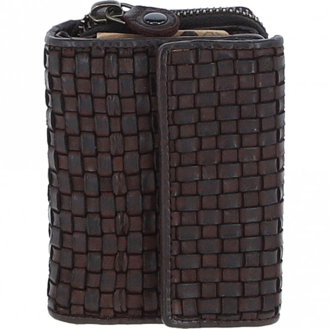 Ashwood Vintage Woven Leather 7 Card Purse Dk Brown: D-82
