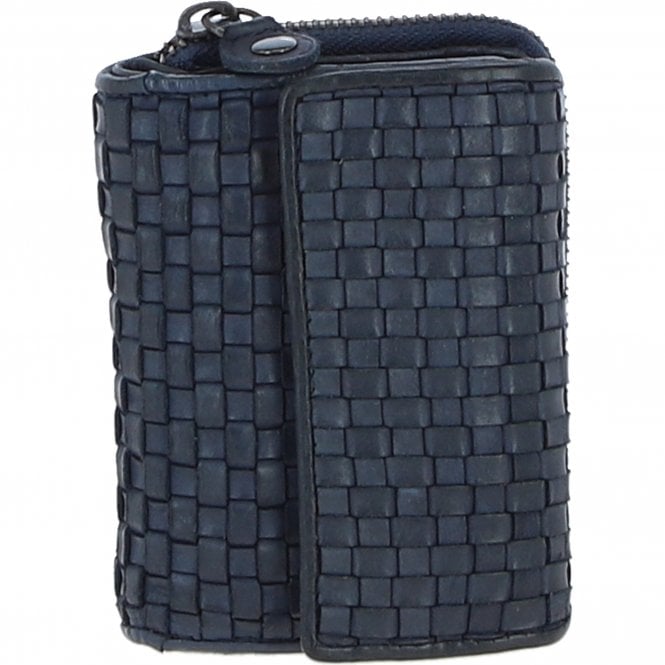 Ashwood Vintage Woven Leather 7 Card Purse Navy: D-82