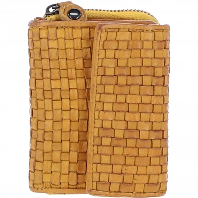 Ashwood Vintage Woven Leather 7 Card Purse Yellow: D-82