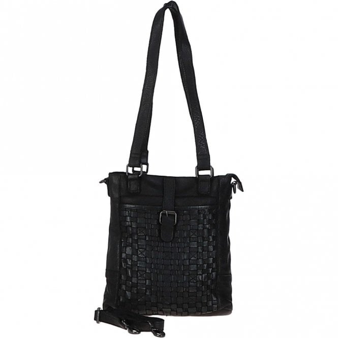 Ashwood Vintage Woven Leather Bag Black : D-75