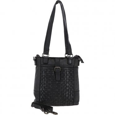 Vintage Woven Leather Bag Dark Grey : D-75