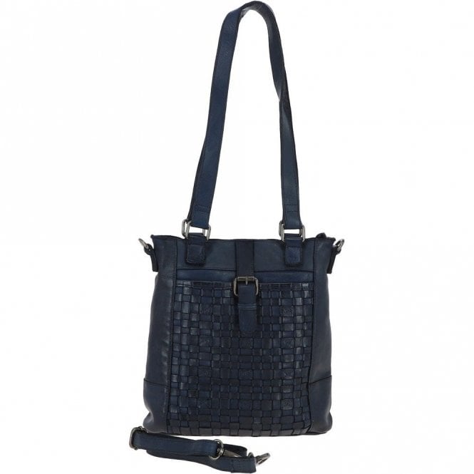 Ashwood Vintage Woven Leather Bag Navy : D-75