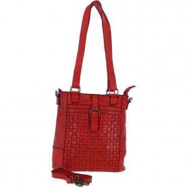 Vintage Woven Leather Bag Red: D-75