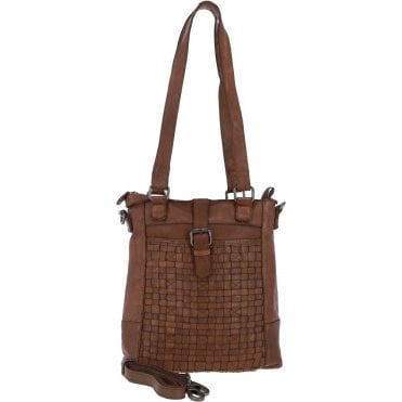 Vintage Woven Leather Bag Taupe: D-75