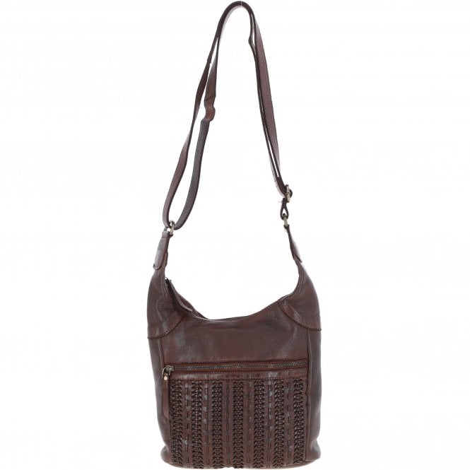 Ashwood Vintage Woven Leather Crossbody Bag Brandy: D-92