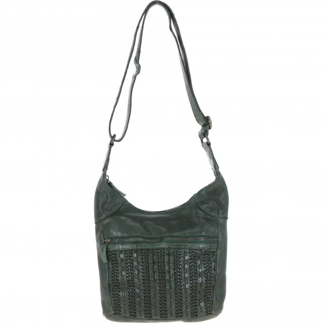 Ashwood Vintage Woven Leather Crossbody Bag Green: D-92