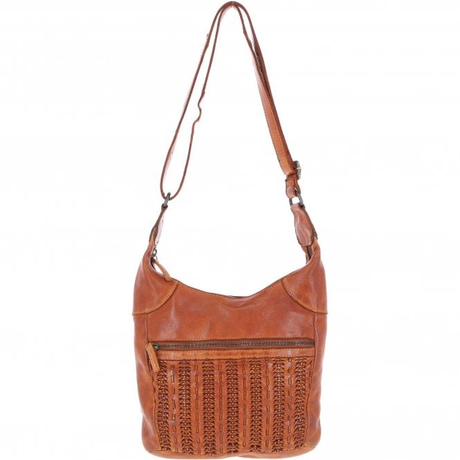 Ashwood Vintage Woven Leather Crossbody Bag Tan: D-92