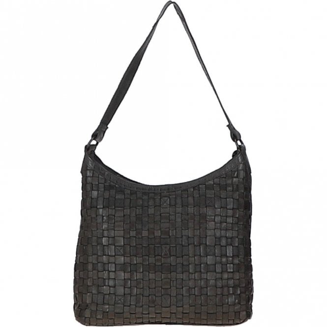 Ashwood Vintage Woven Leather Shoulder Bag Dark Grey: D-77
