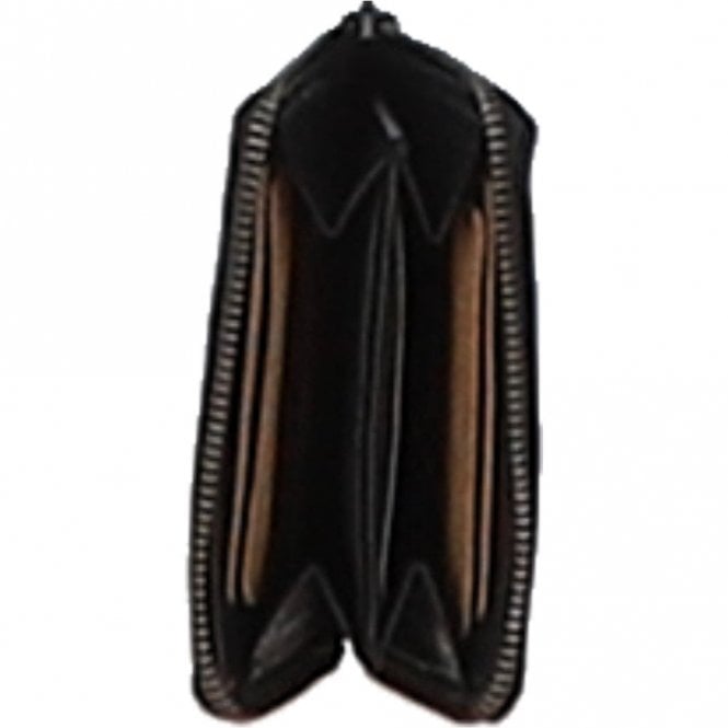 Ashwood Vintage Woven Leather Zip Around Small 6 Card Coin Purse Black : D-80