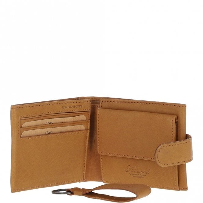 Ashwood Waxy Leather RFID Wallet & Key Ring Set Cognac: W-85