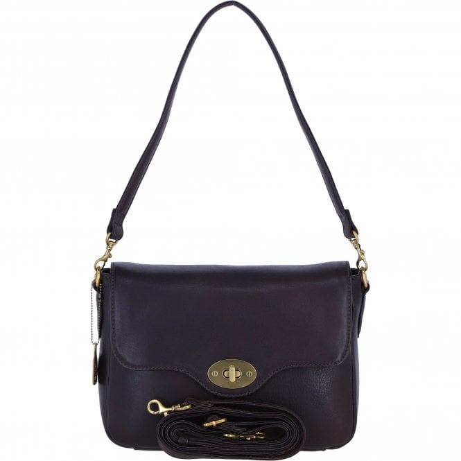 Ashwood Women’s Genuine Leather Flapover Crossbody X Shoulder Bag in Brown: L-35