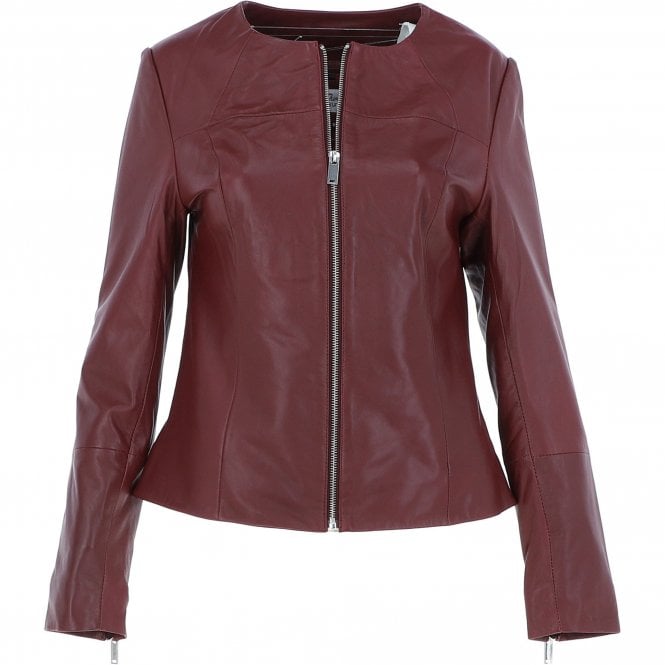 Ashwood Women's Collarless Leather Fashion Jacket Oxblood: AWL-284