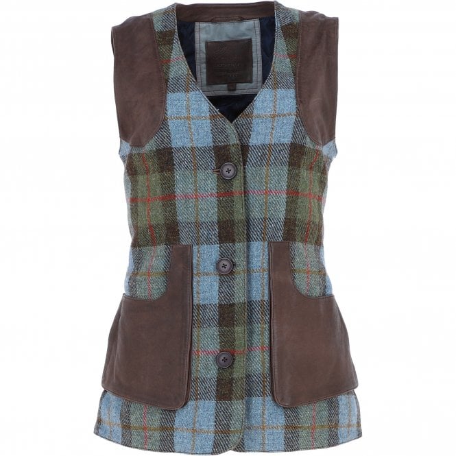 Ashwood Women's Country Tailored Buttoned Gilet with Leather Trim Brown/Macleod: TW-704-01-BM