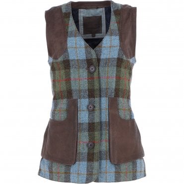 Ashwood Women's Country Tailored Buttoned Gilet with Leather Trim Brown/Macleod: TW-704-01-BM
