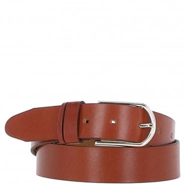 Women's Fashion Leather Belt with Gold Metal Pin Buckle Chestnut: LB-301