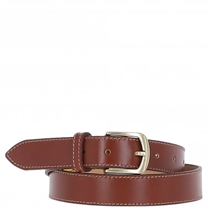 Ashwood Women's Fashion Leather Belt with Gold Metal Pin Buckle Chestnut: LB-303