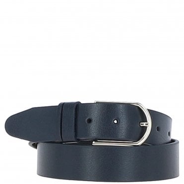 Women's Fashion Leather Belt with Gold Metal Pin Buckle Navy: LB-301