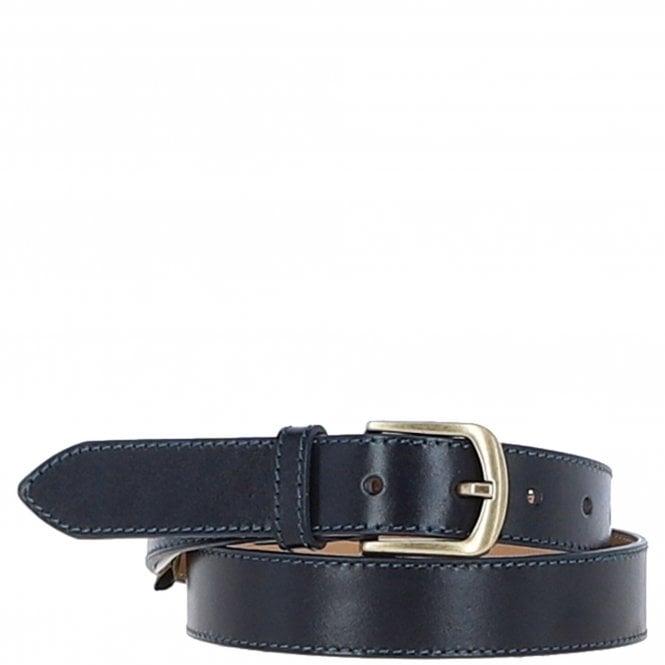 Ashwood Women's Fashion Leather Belt with Gold Metal Pin Buckle Navy: LB-303