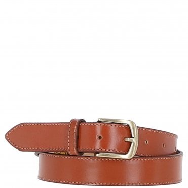 Women's Fashion Leather Belt with Gold Metal Pin Buckle Tan: LB-303