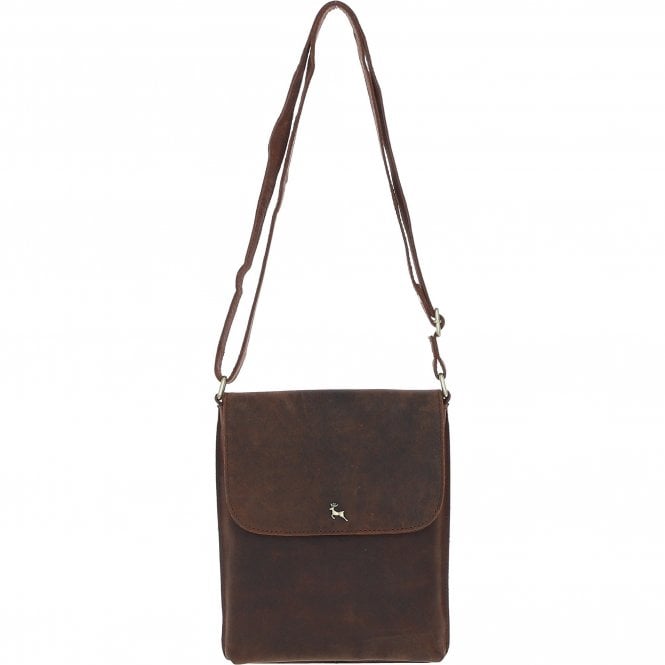 Ashwood Womens Flap Over Leather Cross Body Bag Mud/brown: Ela 1495