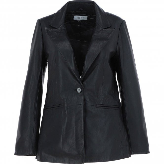 Ashwood Womens Leather Fashion Single Breasted Blazer Black: AWL-Blazer