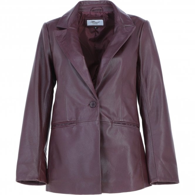 Ashwood Womens Leather Fashion Single Breasted Blazer Burgundy: AWL-Blazer