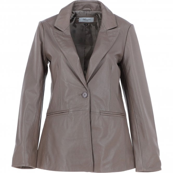 Ashwood Womens Leather Fashion Single Breasted Blazer Taupe: AWL-Blazer