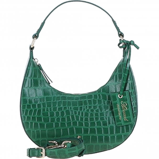 Ashwood Women's Leather Medium Saddle Shoulder Handbag Green/croc: 63791/C-59