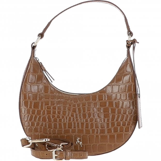 Ashwood Women's Leather Medium Saddle Shoulder Handbag Tan/croc: 63791/C-59