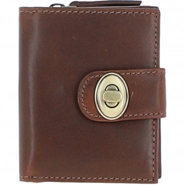 Ashwood Women's Leather Purse with Turnlock & Zip Pocket Brown :V-90