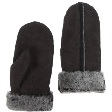 Womens Leather Sheepskin Mittens Brown: DB 020