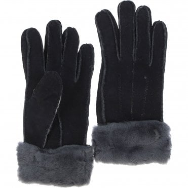 Women's Suede Sheepskin Gloves Black/brissa : DB906