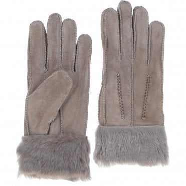 Women's Suede Sheepskin Gloves Taupe : DB906