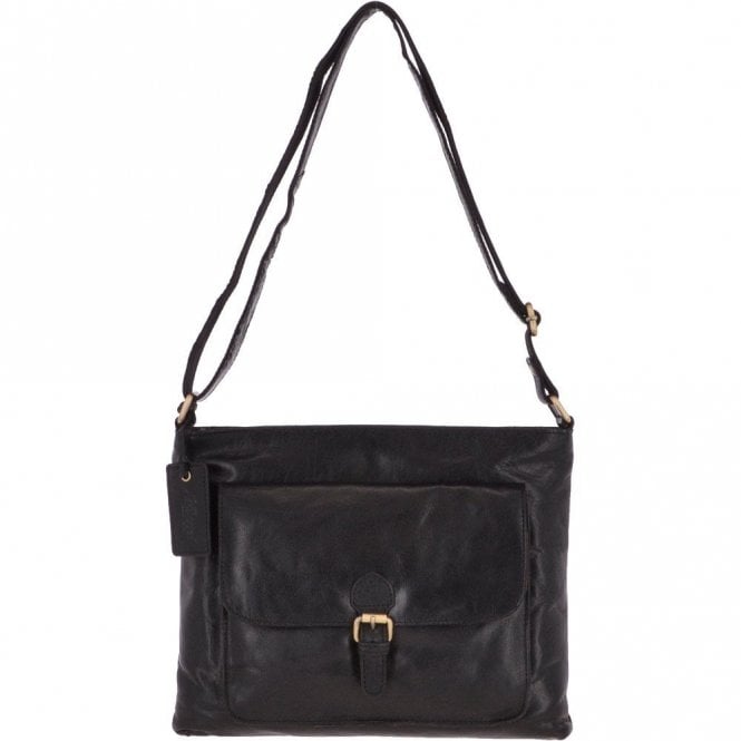 Ashwood Womens Vintage Medium Leather Shoulder Bag Black: G23