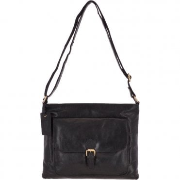 Ashwood Womens Vintage Medium Leather Shoulder Bag Black: G23