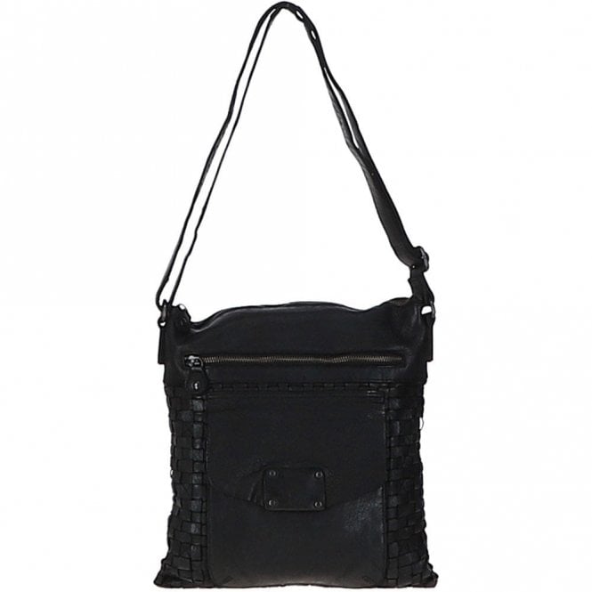Ashwood Woven Classic Large Leather Vintage Crossbody Bag Black : D-72