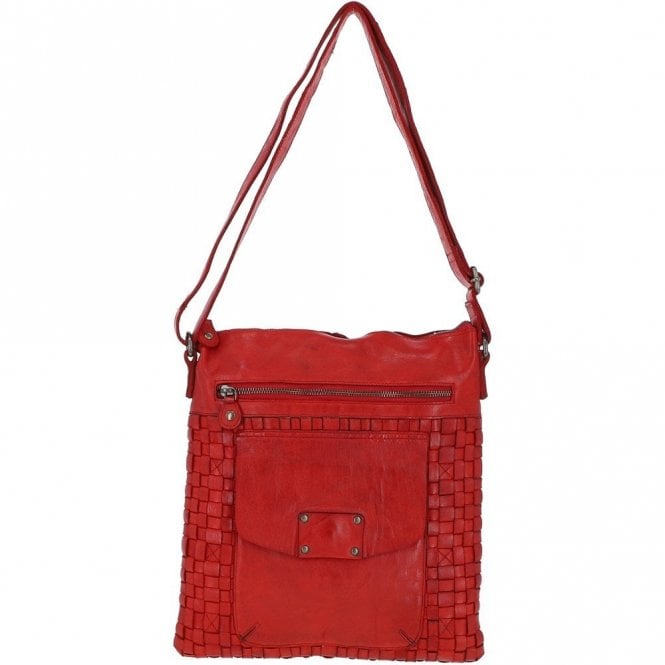 Ashwood Woven Classic Large Leather Vintage Crossbody Bag Red : D-72