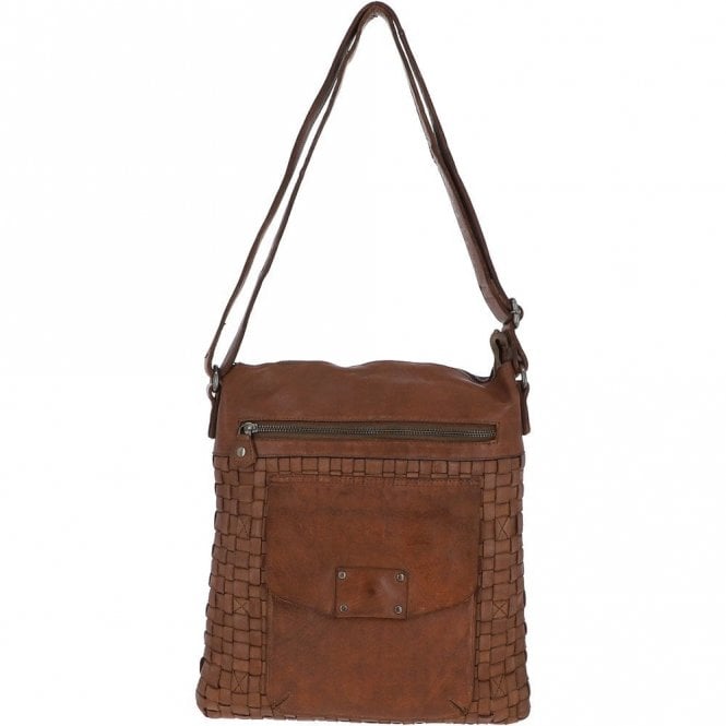 Ashwood Woven Classic Large Leather Vintage Crossbody Bag Taupe : D-72