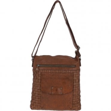 Woven Classic Large Leather Vintage Crossbody Bag Taupe : D-72