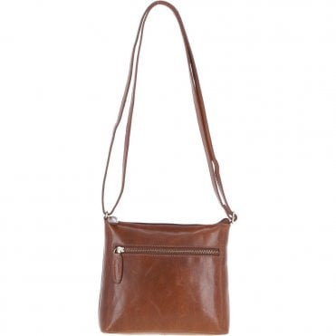 Zip Top Leather Crossbody Bag Honey: T-89