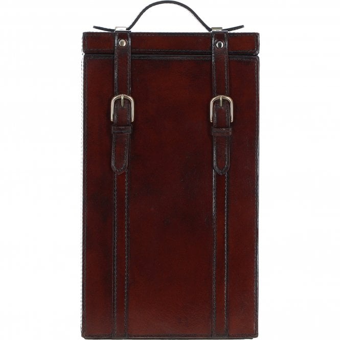 Ashwood 's Genuine Leather Double Bottle Case with Buckles Closure Chestnut: LF-126