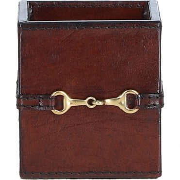 Ashwood's Premium Leather Pen Holder with Elegant Metal Buckle Chestnut: LF-104