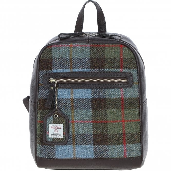 Ashwood Authentic Leather & Harris Tweed® Cloth Backpack Brown/Mcload: TW-28-01-BM