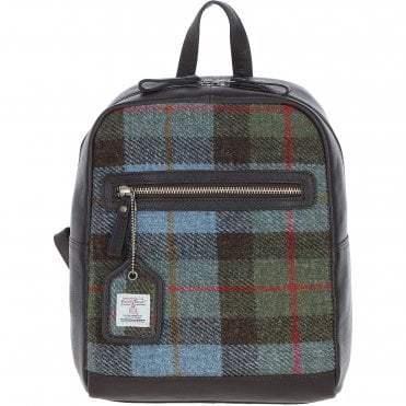 Authentic Ashwood Leather & Harris Tweed® Cloth Backpack Brown/Mcload: TW-28-01-BM
