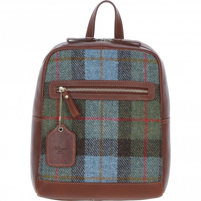 Ashwood Authentic Leather & Harris Tweed® Cloth Backpack Tan/Mcload: TW-28-02-TM