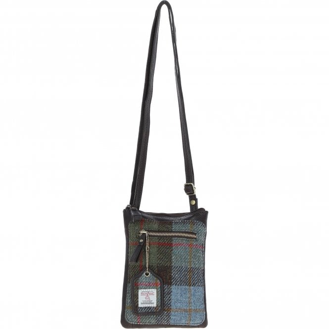 Ashwood Authentic Leather & Harris Tweed® Cloth Crossbody Bag Brown/Mcload: TW-29-01-BM